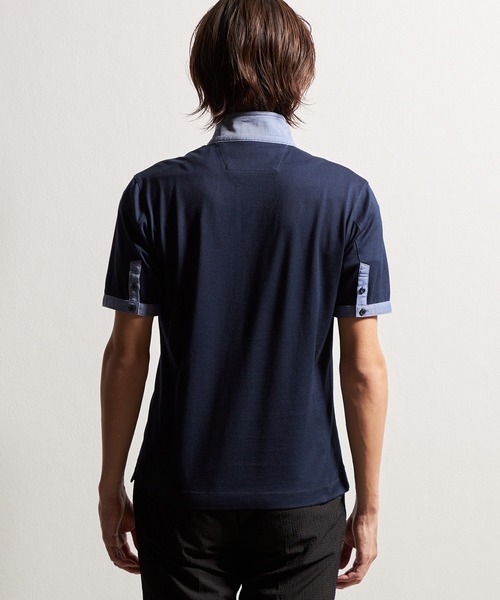 HIDEAWAYS NICOLE(ハイダウェイニコル)の「バーズアイシルケットイタリアンカラーポロシャツ(ポロシャツ・メンズ・ネイビー/ホワイト×ブラック/ブラック×ホワイト・XX-LARGE/X-LARGE/LARGE/MEDIUM)」の12枚目の写真