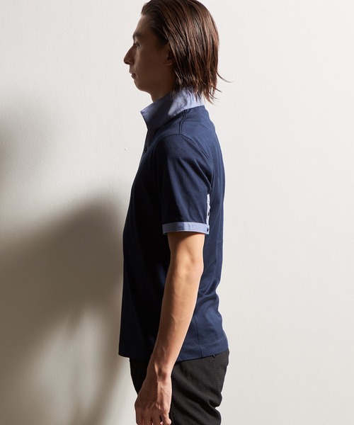 HIDEAWAYS NICOLE(ハイダウェイニコル)の「バーズアイシルケットイタリアンカラーポロシャツ(ポロシャツ・メンズ・ネイビー/ホワイト×ブラック/ブラック×ホワイト・XX-LARGE/X-LARGE/LARGE/MEDIUM)」の13枚目の写真