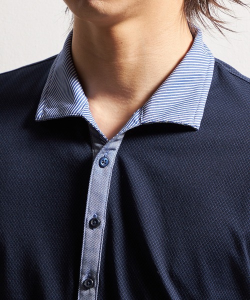 HIDEAWAYS NICOLE(ハイダウェイニコル)の「バーズアイシルケットイタリアンカラーポロシャツ(ポロシャツ・メンズ・ネイビー/ホワイト×ブラック/ブラック×ホワイト・XX-LARGE/X-LARGE/LARGE/MEDIUM)」の14枚目の写真