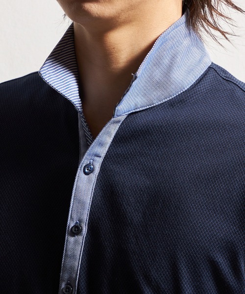 HIDEAWAYS NICOLE(ハイダウェイニコル)の「バーズアイシルケットイタリアンカラーポロシャツ(ポロシャツ・メンズ・ネイビー/ホワイト×ブラック/ブラック×ホワイト・XX-LARGE/X-LARGE/LARGE/MEDIUM)」の15枚目の写真