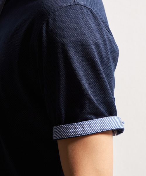 HIDEAWAYS NICOLE(ハイダウェイニコル)の「バーズアイシルケットイタリアンカラーポロシャツ(ポロシャツ・メンズ・ネイビー/ホワイト×ブラック/ブラック×ホワイト・XX-LARGE/X-LARGE/LARGE/MEDIUM)」の6枚目の写真