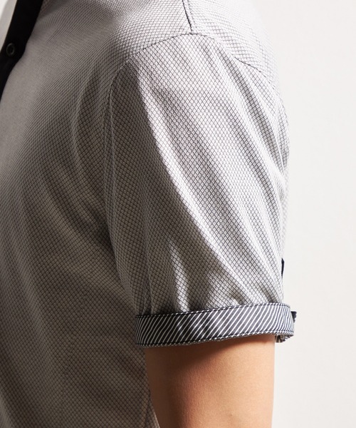 HIDEAWAYS NICOLE(ハイダウェイニコル)の「バーズアイシルケットイタリアンカラーポロシャツ(ポロシャツ・メンズ・ネイビー/ホワイト×ブラック/ブラック×ホワイト・XX-LARGE/X-LARGE/LARGE/MEDIUM)」の7枚目の写真