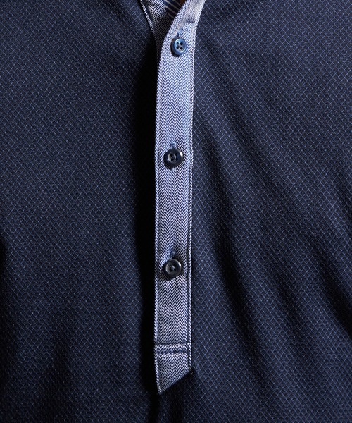 HIDEAWAYS NICOLE(ハイダウェイニコル)の「バーズアイシルケットイタリアンカラーポロシャツ(ポロシャツ・メンズ・ネイビー/ホワイト×ブラック/ブラック×ホワイト・XX-LARGE/X-LARGE/LARGE/MEDIUM)」の10枚目の写真