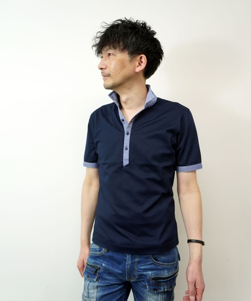 HIDEAWAYS NICOLE(ハイダウェイニコル)の「バーズアイシルケットイタリアンカラーポロシャツ(ポロシャツ・メンズ・ネイビー/ホワイト×ブラック/ブラック×ホワイト・XX-LARGE/X-LARGE/LARGE/MEDIUM)」の21枚目の写真