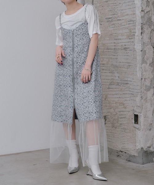 RAY CASSIN（レイカズン）の「ジャガードジップフレアワンピース（ワンピース・レディース・ブラック/ブルー/ホワイト・FREE）」の3枚目の写真