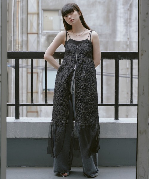 RAY CASSIN（レイカズン）の「ジャガードジップフレアワンピース（ワンピース・レディース・ブラック/ブルー/ホワイト・FREE）」の2枚目の写真