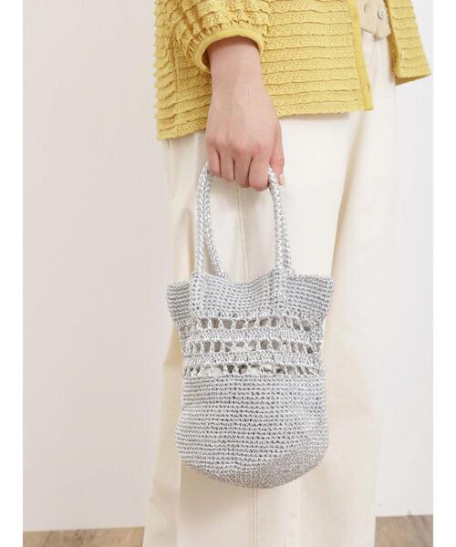 Samansa Mos2（サマンサ モスモス）の「メタリックトートバッグ（ハンドバッグ・レディース・シルバー/ゴールド・F）」の2枚目の写真