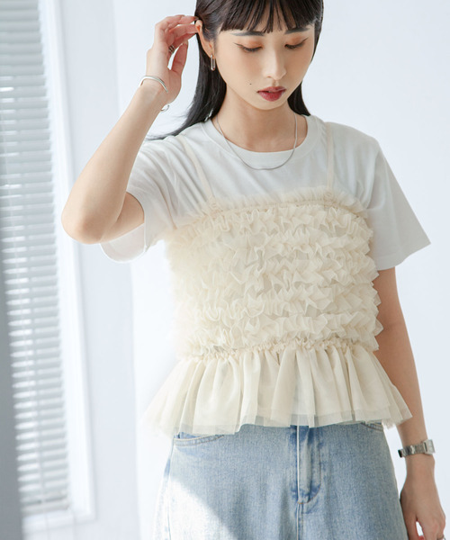 Chillfar（チルファー）の「チュールキャミソール（キャミソール・レディース・ブラック/グレー/ホワイト・FREE）」の10枚目の写真