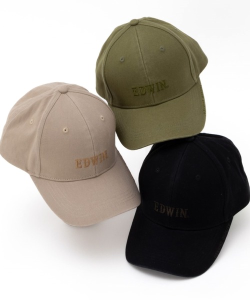 EDWIN(エドウィン)の「EDWIN ツイルロゴ刺繍ウォッシュCAP(キャップ・メンズ・オリーブ/ブラック/ベージュ・FREE)」の5枚目の写真