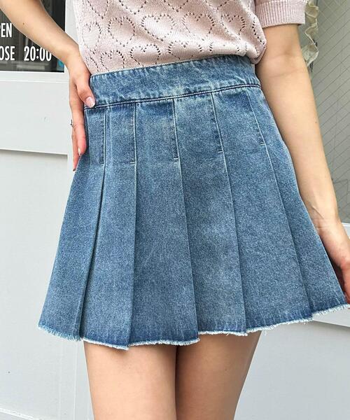 INGNI(イング)の「デニムプリーツスカート(スカート・レディース・ライトグレー/ブルー系その他3・FREE)」の4枚目の写真