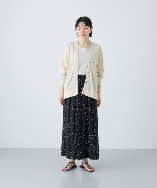 かぐれ(カグレ)の「リネンニットカーディガン(カーディガン/ボレロ・レディース・ライトベージュ/ブラック/ナチュラル・FREE)」の7枚目の写真