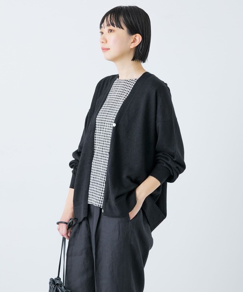 かぐれ(カグレ)の「リネンニットカーディガン(カーディガン/ボレロ・レディース・ライトベージュ/ブラック/ナチュラル・FREE)」の10枚目の写真