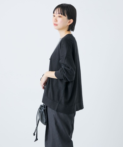 かぐれ(カグレ)の「リネンニットカーディガン(カーディガン/ボレロ・レディース・ライトベージュ/ブラック/ナチュラル・FREE)」の11枚目の写真