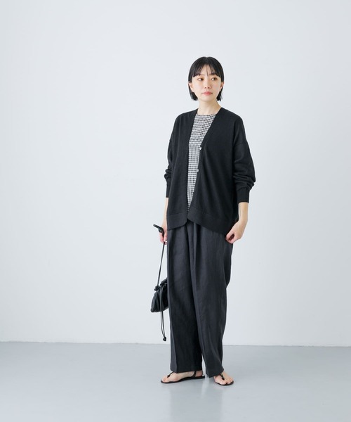 かぐれ(カグレ)の「リネンニットカーディガン(カーディガン/ボレロ・レディース・ライトベージュ/ブラック/ナチュラル・FREE)」の13枚目の写真