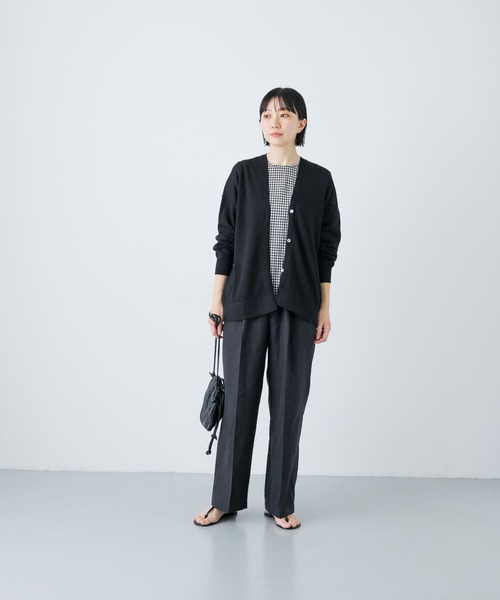 かぐれ(カグレ)の「リネンニットカーディガン(カーディガン/ボレロ・レディース・ライトベージュ/ブラック/ナチュラル・FREE)」の14枚目の写真
