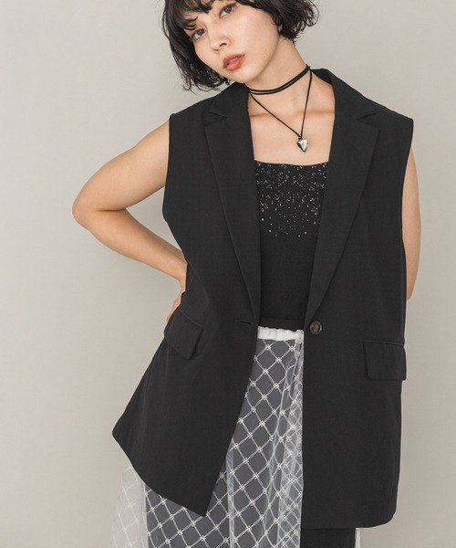 PAGEBOY(ページボーイ)の「ピケミドルジレ(ベスト・レディース・ブラック/グレー/ベージュ・FREE)」の2枚目の写真