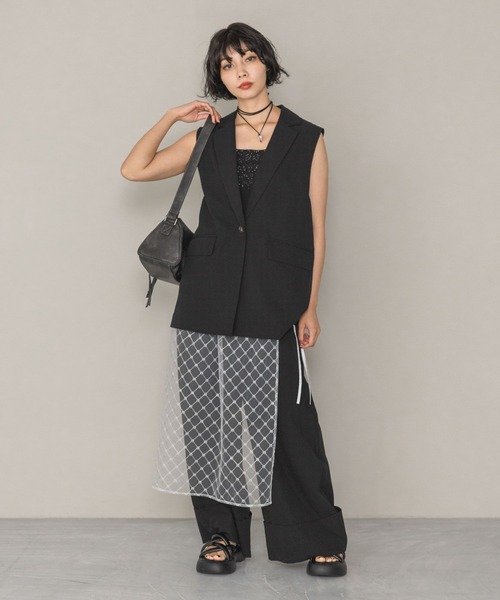 PAGEBOY(ページボーイ)の「ピケミドルジレ(ベスト・レディース・ブラック/グレー/ベージュ・FREE)」の5枚目の写真