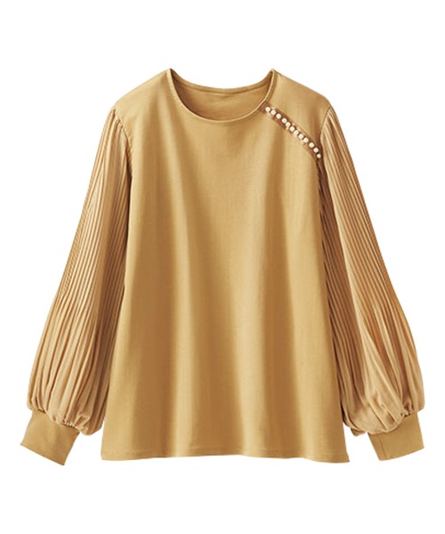 BELLUNA PLUS(ベルーナ)の「パール釦使い袖プリーツプルオーバー(Tシャツ/カットソー・レディース・ネイビー/キャメル・X-LARGE/LARGE/MEDIUM)」の16枚目の写真