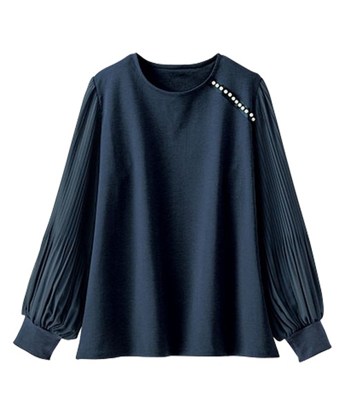 BELLUNA PLUS(ベルーナ)の「パール釦使い袖プリーツプルオーバー(Tシャツ/カットソー・レディース・ネイビー/キャメル・X-LARGE/LARGE/MEDIUM)」の17枚目の写真