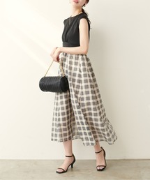 natural couture | 異素材ドッキングシアーチェックワンピース(ワンピース)