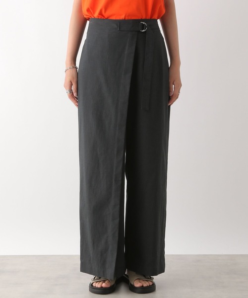 LEPSIM（レプシィム）の「リネン混ラップパンツ　124123（その他パンツ・レディース・チャコールグレー/アイボリー/カーキブラウン・FREE）」の4枚目の写真