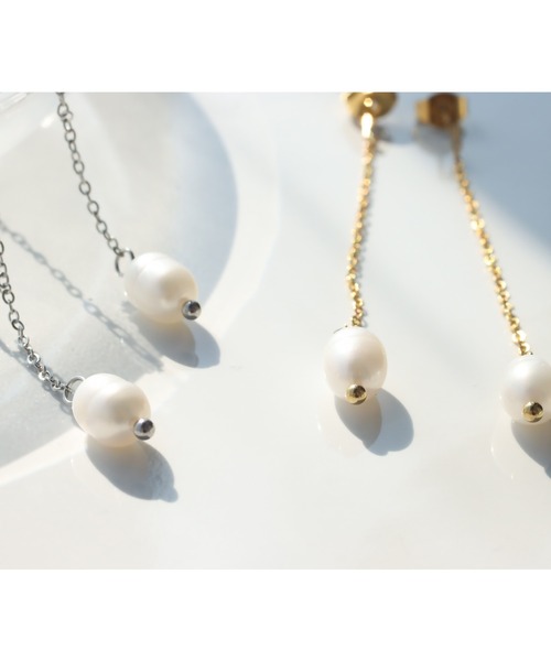 abaskdesign（アバスクデザイン）の「金属アレルギー対応 淡水パールロングピアス（ピアス（両耳用）・レディース・シルバー/ゴールド・FREE）」の14枚目の写真