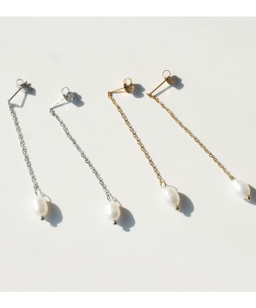 abaskdesign（アバスクデザイン）の「金属アレルギー対応 淡水パールロングピアス（ピアス（両耳用）・レディース・シルバー/ゴールド・FREE）」の10枚目の写真