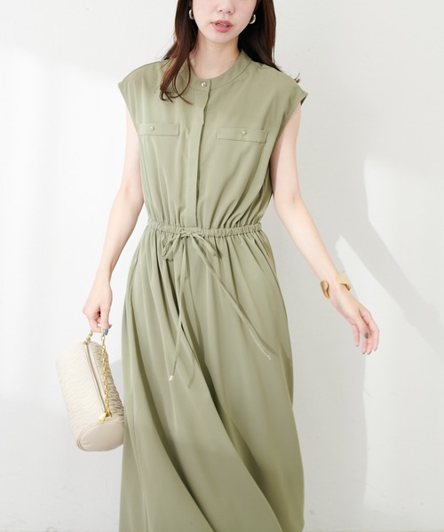 【新品】スーパービューティーフレンチスリーブウエストリボンフラワーワンピース44 新品】スーパービューティーフレンチスリーブウエストリボンフラワー