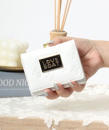 LOVE BOAT（ラブ・ボート）の「LOVEBOAT（ラブボート）ブランドロゴプレート　型押し総柄三つ折がま口財布（財布・キッズ）」