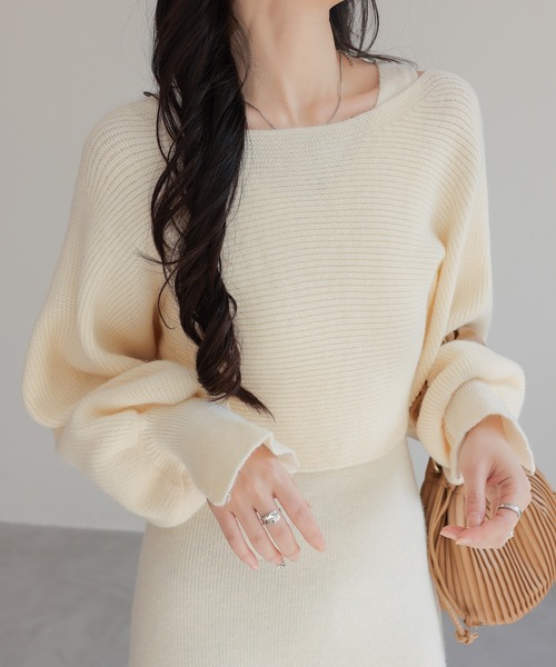 キャミワンピース+オフショルダーニットセットアップ（セットアップ）｜SHIENAS（シエナス）