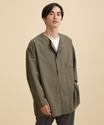 リップストップワイドノーカラーシャツ