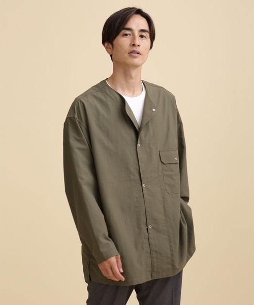 リップストップワイドノーカラーシャツ（シャツ/ブラウス）｜nano･universe（ナノユニバース）