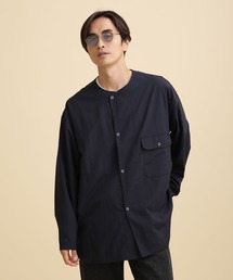 リップストップワイドノーカラーシャツ