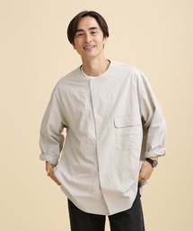 リップストップワイドノーカラーシャツ