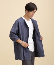 リップストップワイドノーカラーシャツ