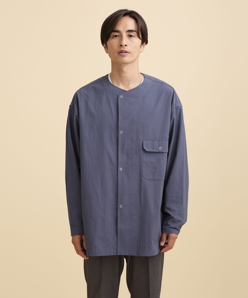 リップストップワイドノーカラーシャツ（シャツ/ブラウス）｜NANO