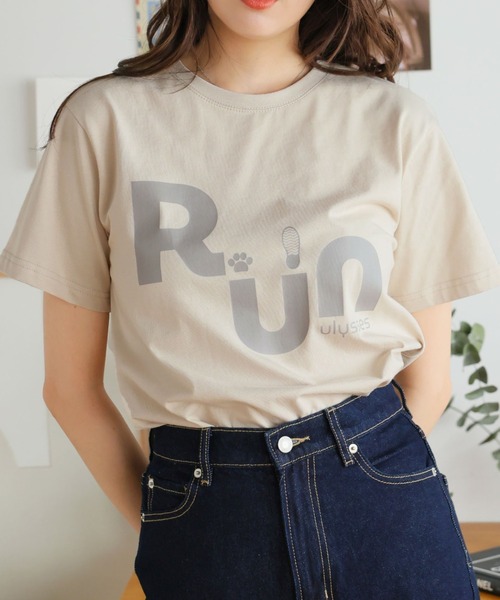 Girly Doll(ガーリードール)の「オリジナルプリントRUNTシャツ(Tシャツ/カットソー・レディース・ピンク/ベージュ/ダークグレー・F)」の2枚目の写真