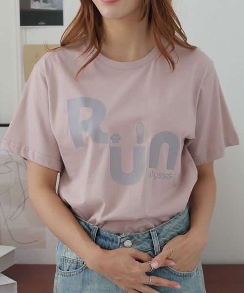 Girly Doll(ガーリードール)の「オリジナルプリントRUNTシャツ(Tシャツ/カットソー・レディース・ピンク/ベージュ/ダークグレー・F)」の3枚目の写真