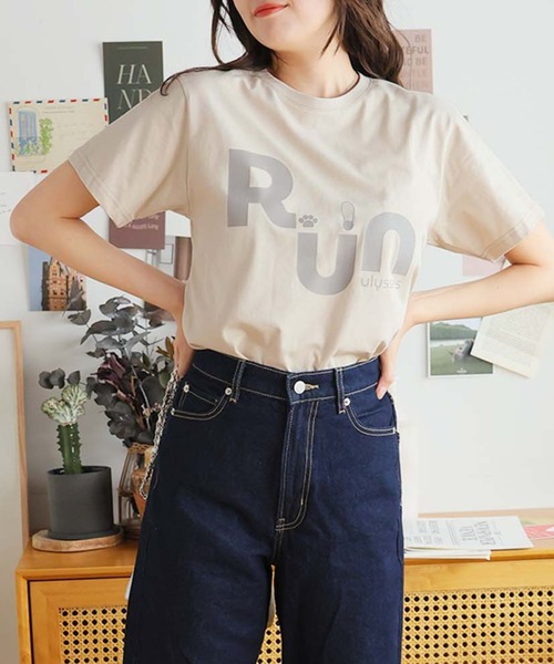 Girly Doll(ガーリードール)の「オリジナルプリントRUNTシャツ(Tシャツ/カットソー・レディース・ピンク/ベージュ/ダークグレー・F)」の7枚目の写真