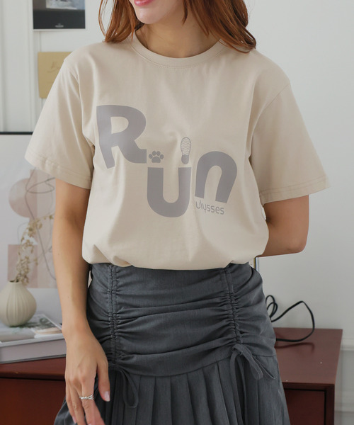 Girly Doll(ガーリードール)の「オリジナルプリントRUNTシャツ(Tシャツ/カットソー・レディース・ピンク/ベージュ/ダークグレー・F)」の12枚目の写真
