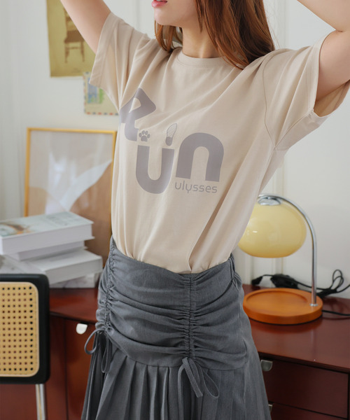 Girly Doll(ガーリードール)の「オリジナルプリントRUNTシャツ(Tシャツ/カットソー・レディース・ピンク/ベージュ/ダークグレー・F)」の14枚目の写真