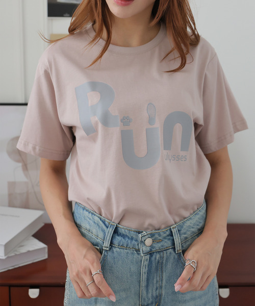 Girly Doll(ガーリードール)の「オリジナルプリントRUNTシャツ(Tシャツ/カットソー・レディース・ピンク/ベージュ/ダークグレー・F)」の17枚目の写真