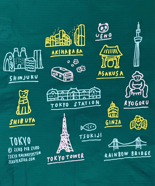 BAGGU（バグー）の「STANDARD BAGGU 551.TOKYO MAP マラカイト（エコバッグ/サブバッグ・レディース・グリーン・FREE）」の3枚目の写真
