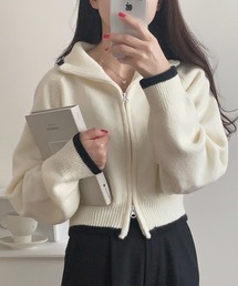 LAUIR | 配色ショート丈ダブルジップニット(ニット/セーター)