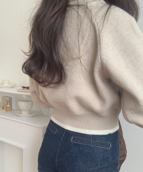 LAUIR（ラウアー）の「配色ショート丈ダブルジップニット（ニット/セーター・レディース・ブラック/グレイッシュベージュ/アイボリー・LARGE/MEDIUM）」の10枚目の写真