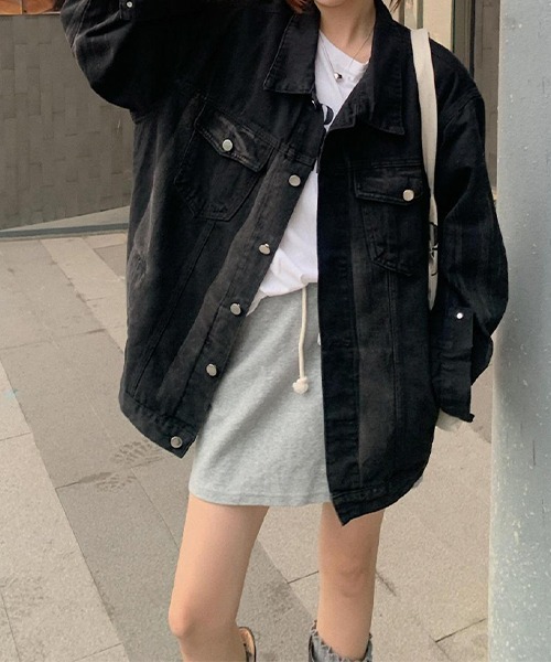 c.u.l(シーユーエル)の「ウォッシュ加工 オーバーサイズ デニムジャケット culw748(デニムジャケット・レディース・ブラック・L/M)」の10枚目の写真