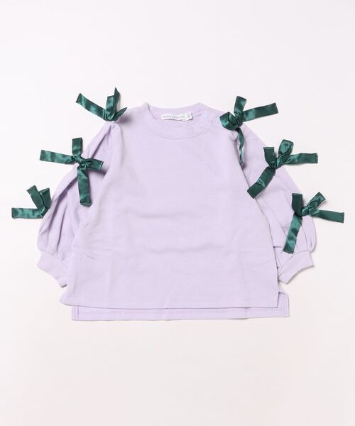 CALMIA（カルミア）の「ショルダーリボンスウェット（スウェット・キッズ・レッド/オフホワイト/ライトピンク・90/100/110/120/130/140/150）」の6枚目の写真