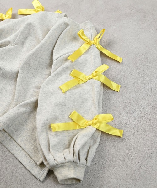 CALMIA（カルミア）の「ショルダーリボンスウェット（スウェット・キッズ・レッド/オフホワイト/ライトピンク・90/100/110/120/130/140/150）」の8枚目の写真