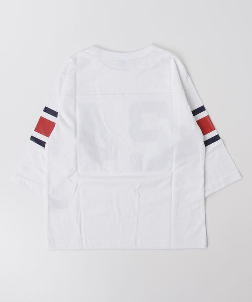 CHAMPION◆7分袖カットソー/M/コットン/GRN/MADE IN USA ボーイズ Champion 袖ライン7分袖Tシャツ（Tシャツ⁄カットソー