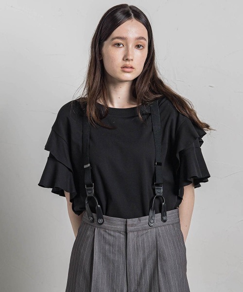 MAYSON GREY(メイソングレイ)の「レイヤースリーブプルオーバー≪手洗い可能≫(Tシャツ/カットソー・レディース・ブラック/ホワイト/ライトグレー/ボルドー・M)」の2枚目の写真